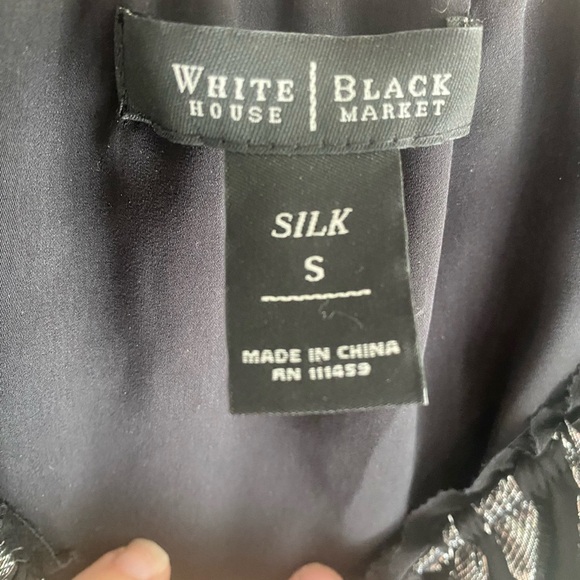 WHBM Black & Silver Metallic Teardrop Long Sleeve Top - Picture 7 of 9